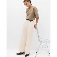 M&S Belted Straight Leg Trousers Ivory