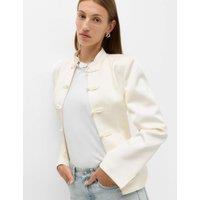 M&S Satin Look Textured Blazer Ivory