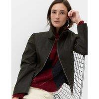 M&S Faux Suede Funnel Neck Zip Through Jacket Mole
