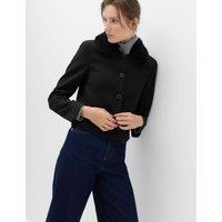 M&S Faux Fur Trim Collared Short Jacket with Stretch Black