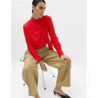 M&S Draped Scarf Neck Button Through Shirt Red