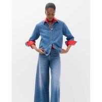 M&S Pure Cotton Button Detail Collared Shirt Denim
