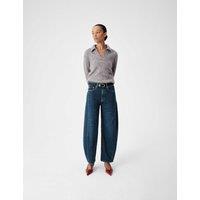 M&S Mid Rise Barrel Leg Jeans Dark Indigo