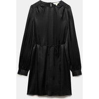 M&S Satin Polka Dot Jacquard Mini Waisted Dress Black
