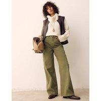 Per Una Pure Cotton Cargo Straight Leg Trousers Sage
