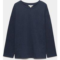 M&S Pure Cotton Relaxed Top Navy