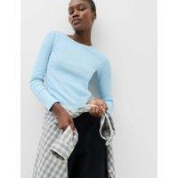 M&S Cotton Rich Ribbed Slim Fit Top Light Blue