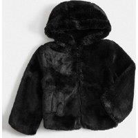 M&S Faux Fur Hooded Jacket (2-8 Yrs) Black