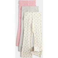 M&S 3pk Cotton Rich Floral Flare Leg Leggings (2-8 Yrs) Multi