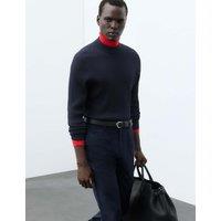 Autograph Ribbed High Neck Jumper Dark Navy