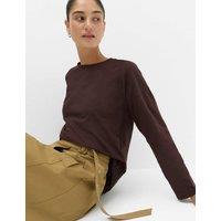 M&S Pure Cotton Relaxed Top Chocolate