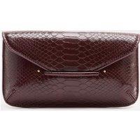 M&S Faux Leather Snake Print Mini Clutch Bag Burgundy