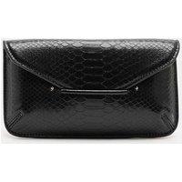 M&S Faux Leather Snake Print Mini Clutch Bag Black