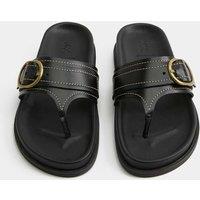 M&S Leather Footbed Toe Post Sandals Black