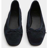 M&S Suede Bow Flat Round Toe Ballet Pumps Navy