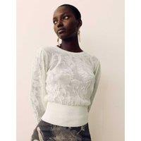 Per Una Cotton Blend Lace Knit Jumper Ecru