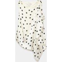 M&S Polka Dot Draped Asymmetric Top Ivory Mix