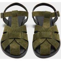 M&S Suede Ankle Strap Flat Fisherman Sandals Olive