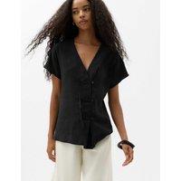 M&S Modal Rich Button-Detail Shirt Black