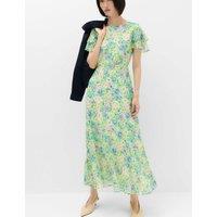 M&S Floral Midi Tea Dress Green Mix