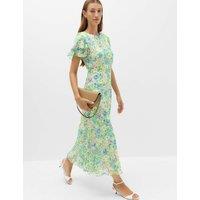 M&S Floral Midi Tea Dress Green Mix
