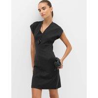 M&S Cotton Rich V-Neck Mini Column Dress Black