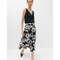 M&S Mesh Floral Ruched Midi Skirt Black Mix