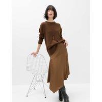 M&S Satin Midi Asymmetric Skirt Toffee