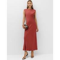 M&S Satin Tie Detail Midi Slip Dress Rust