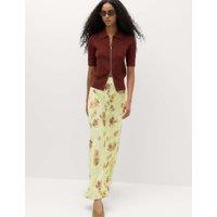 M&S Floral Maxi A-Line Skirt Green Mix