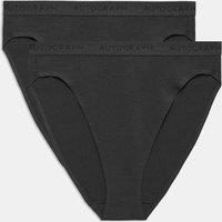 Autograph 2 Pack Lille Supima Cotton High Leg Knickers Black