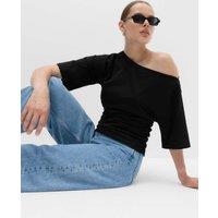 M&S Pure Cotton Off The Shoulder Top Black