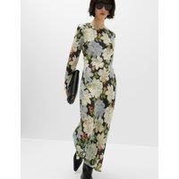 M&S Satin Floral Midaxi Column Dress Multi