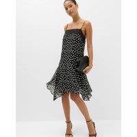 M&S Polka Dot Lace Detail Mini Slip Dress Black Mix