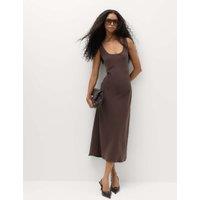 M&S Scoop Neck Maxi Slip Dress Dark Chocolate