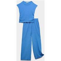 M&S Crinkle Jersey Top and Wide Leg Outfit (6-16 Yrs) Blue