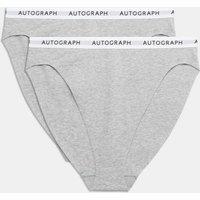 Autograph 2 Pack Lille High Waisted High Leg Knickers Grey Marl