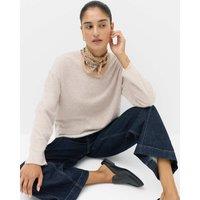 M&S Cosy Crew Neck Regular Fit Sweatshirt Beige Marl