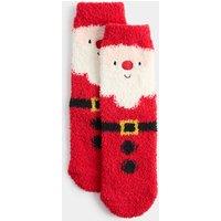 M&S Cosy Santa Print Slipper Socks Red Mix