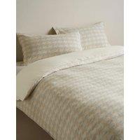 M&S Blurred Check Jacquard Bedding Set Linen