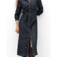 M&S Denim Funnel Neck Midi Column Dress Denim