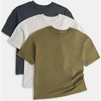 M&S 3 Pack Pure Cotton Plain T-Shirts (6-16 Yrs) Dark Grey Mix
