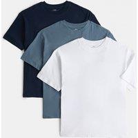 M&S 3 Pack Pure Cotton Plain T-Shirts (6-16 Yrs) Navy Mix
