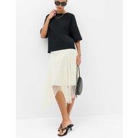 M&S Lace Midi Asymmetric Skirt Ivory