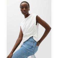 M&S Pure Cotton Knot Detail T-Shirt Soft White