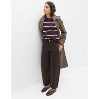 M&S Pure Cotton High Waisted Barrel Leg Cropped Trousers Bitter Chocolate