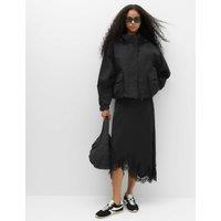 M&S Lace Hem Midi Asymmetric Skirt Black