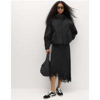 M&S Lace Hem Midi Asymmetric Skirt Black
