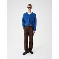 M&S Wool Blend Chunky V Neck Jumper Dark Blue
