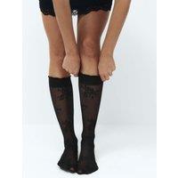 M&S Floral Mesh Knee Highs Black